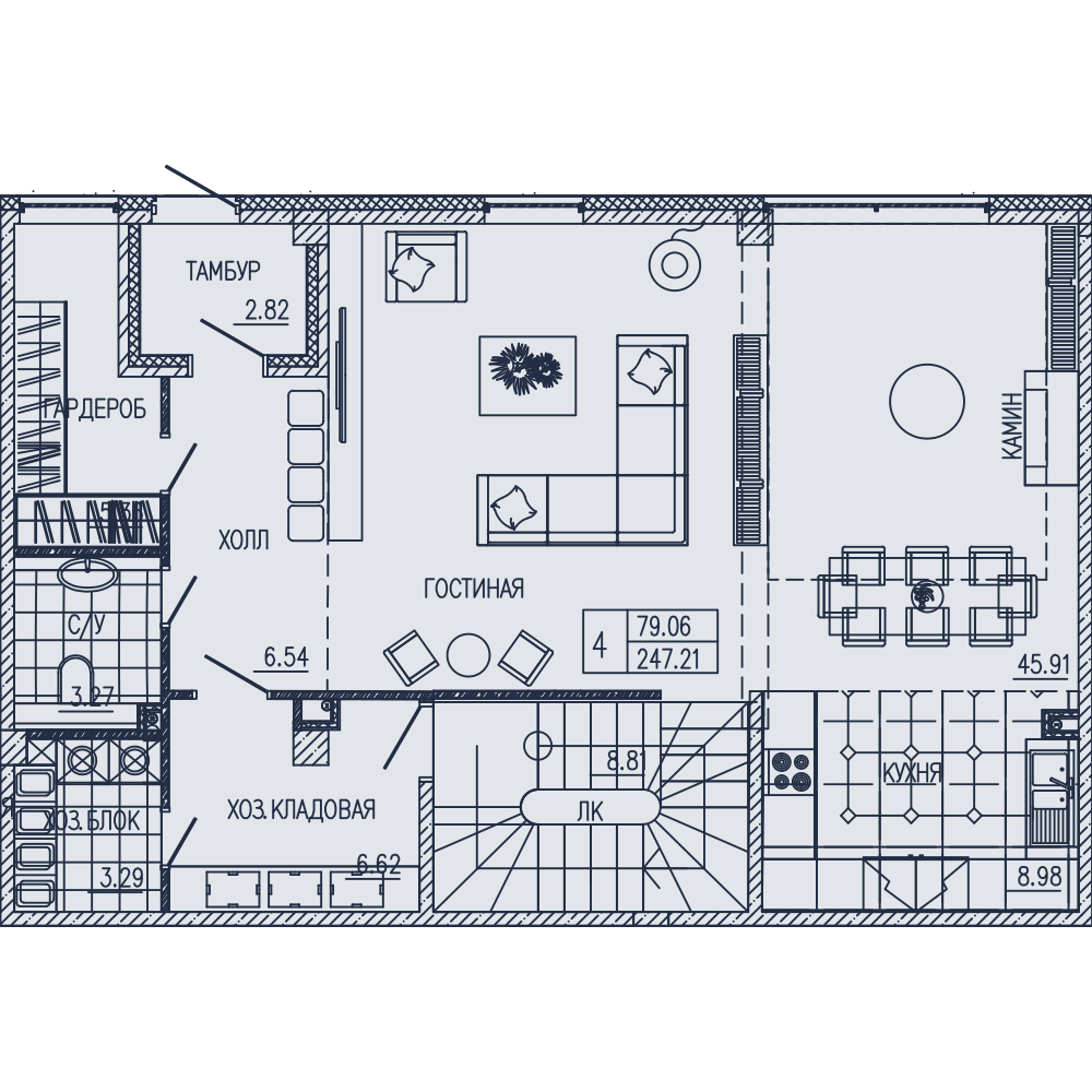 планировка 1кк ЖК Маленькая Франция